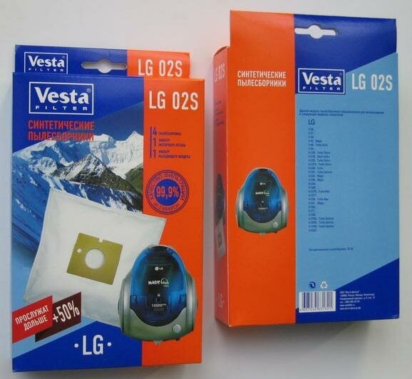 Vesta filter LG02S комплект мешков-пылесборников синтетических (4шт+ 2 фильтра) для пылесоса LG - фотография № 7