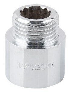 Удлинитель латунный внутренняя-наружная 1/2"X20 мм AV ENGINEERING хром (AVE301009)