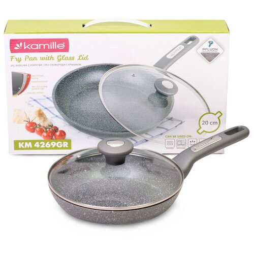 Сковорода Kamille 20см с гранитным покрытием и крышкой KM-4269GR 142900₽
