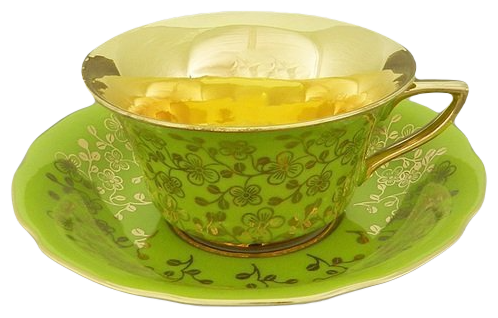 Чашка с блюдцем Виндзор Золотые цветы, салатовый (150 мл), Leander