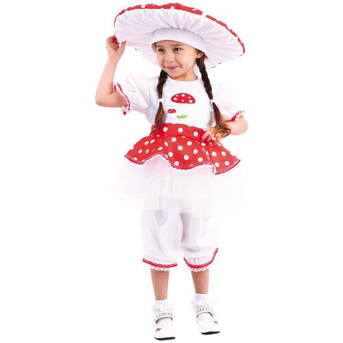 Костюм пуговка, размер 116, белый/красный костюм для девочки мухомор 13201 110 см