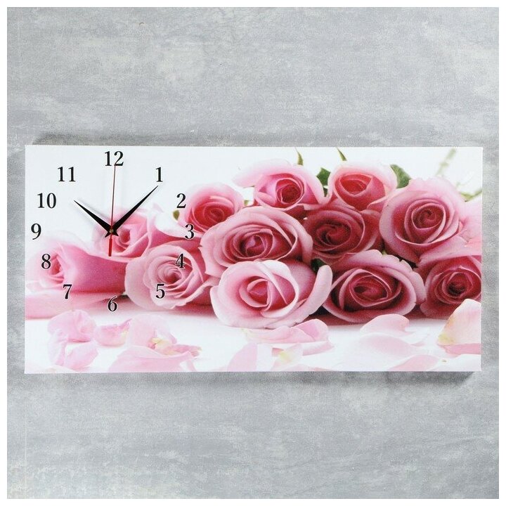 Часы-картина настенные, серия: Цветы, "Нежные розы", 40 х 76 см