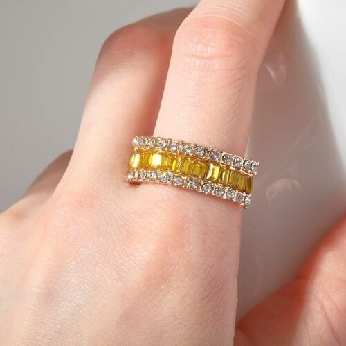 Кольцо женское Queen fair - Драгоценность, со стразами, золотой цвет, безразмерное, 1 шт.