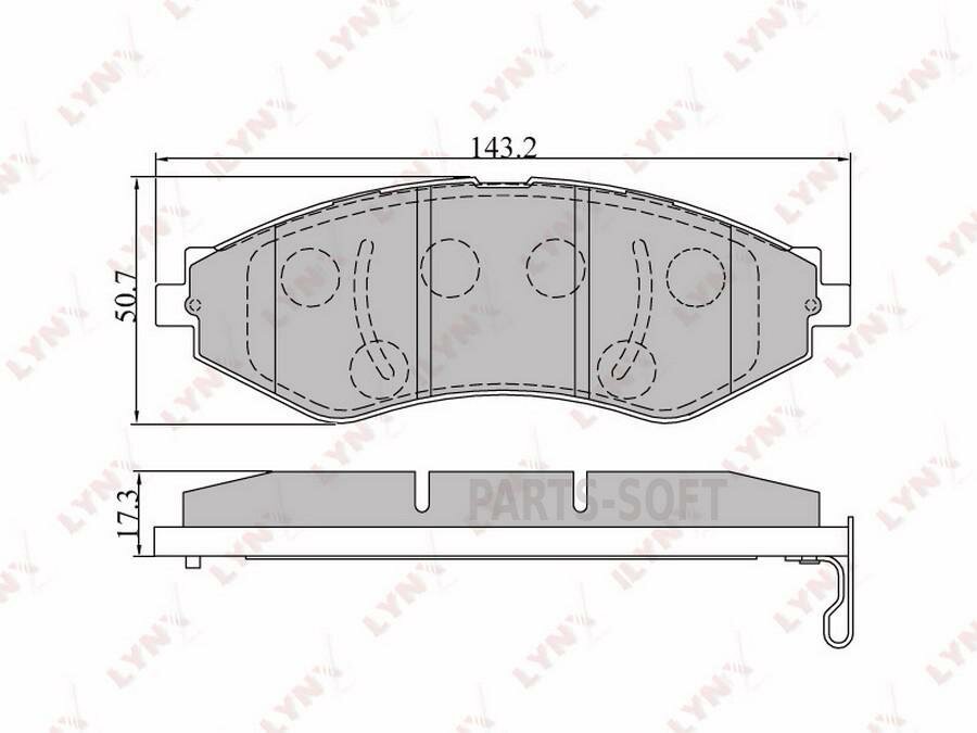 Колодки тормозные передние CHEVROLET Lacetti 1.4-2.0D 05> / Nubira 1.6-2.0D 05>/ DAEWOO Lacetti 1.4-1.8 04> / Nubira 1.6-1.8 00>/ LYNXauto BD-1805