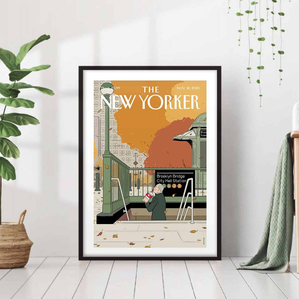 Постер "Обложка Нью-Йоркер метро" 40 на 50 в черной рамке / Картина для интерьера / Плакат / Постер на стену / Интерьерные картины