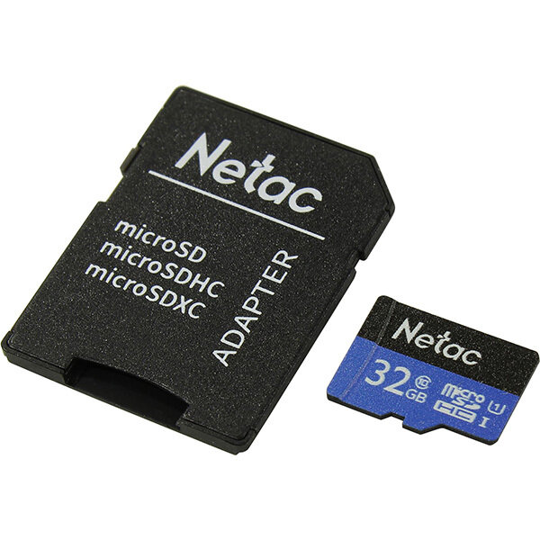 Карта памяти Netac MicroSD 32GB V10A1C10 100Mb/s+adp