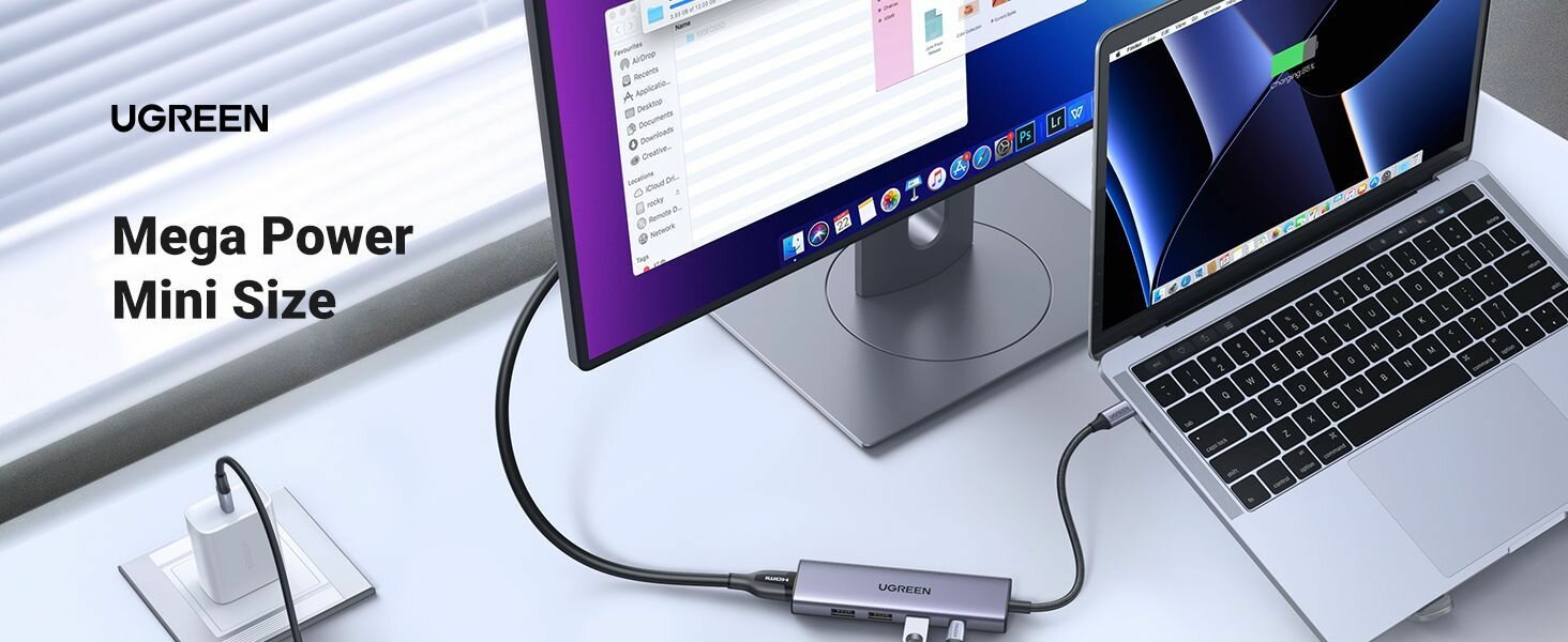 Конвертер UGREEN CM511 (15596) USB-C To HDMI+3*USB 30 A+PD Power Converter - Silver