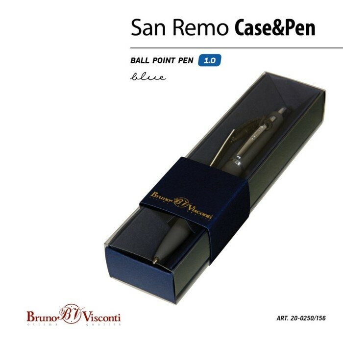 Ручка шариковая автоматическая San Remo в подарочном футляре, синий, 1 мм Bruno Visconti - фото №4