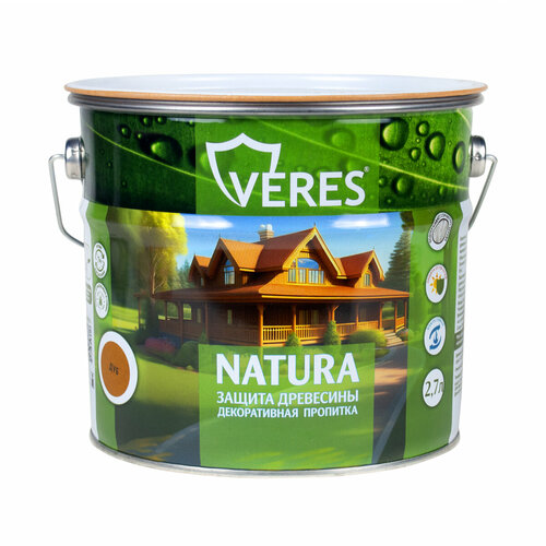 Декоративная пропитка для дерева Veres Natura, полуматовая, 2,7 л, дуб