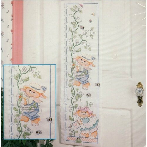 Gardening Bunnies Growth Chart #40759 Bucilla Набор для вышивания 25 x 90 см Печатный крест