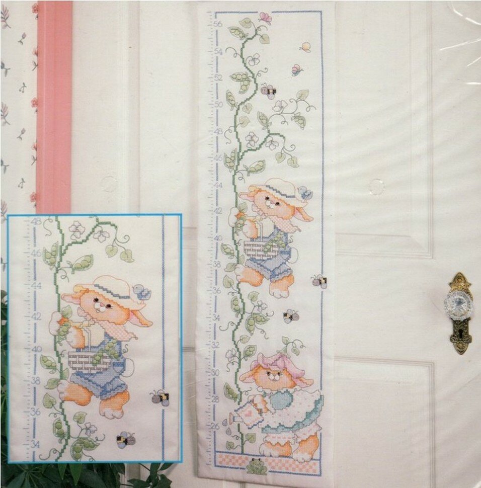 Gardening Bunnies Growth Chart #40759 Bucilla Набор для вышивания 25 x 90 см Печатный крест