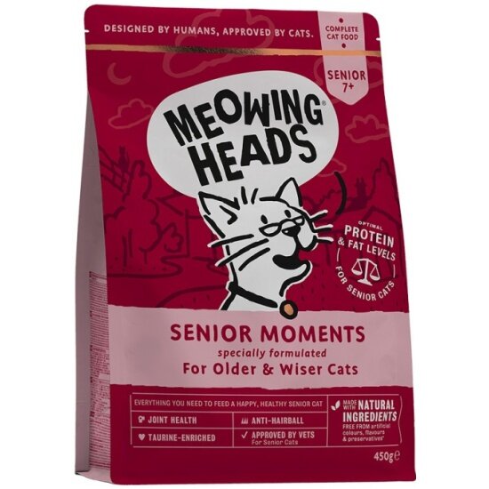 Корм сухой Barking Heads Senior Moments "Мудрые года" для кошек старше 7 лет, с лососем и яйцом 450 г