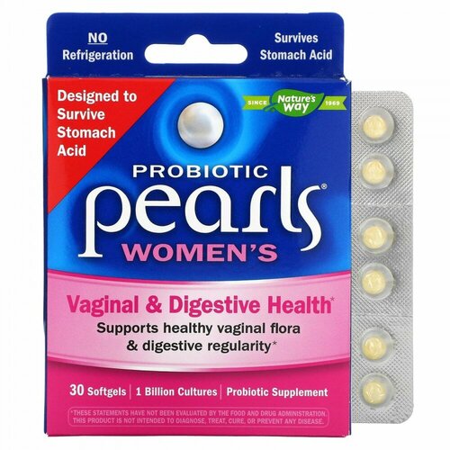 Nature&#x27; s Way, Probiotic Pearls для женщин, вагинальное здоровье и здоровье кишечника, 30 мягких желатиновых капсул