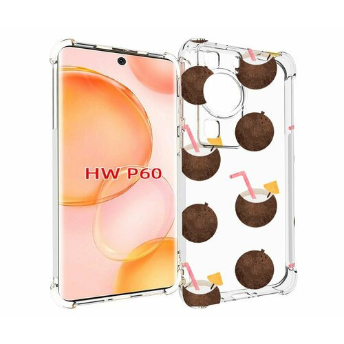 Чехол MyPads кокосики для Huawei P60 задняя-панель-накладка-бампер