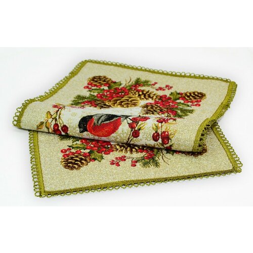 Салфетка гобеленовая прямоугольная для сервировки стола 35х70 Снегири 690₽