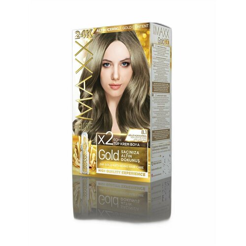 MAXX DELUXE Набор для окрашивания волос MAXX GOLD HAIR DYE KIT 8.1 Пепелный светло-русый