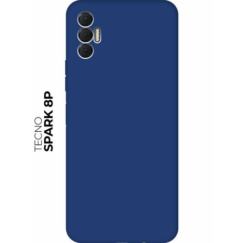 Матовый чехол на Tecno Spark 8P / Техно Спарк 8Р Soft Touch синий чехол книжка на tecno spark 8p техно спарк 8р book art jack голубой