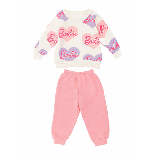 Комплект одежды   для девочек, брюки и джемпер, повседневный стиль, без карманов, без капюшона, размер 1-год, розовый, белый