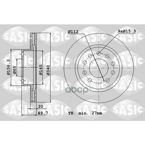 Диск Тормозной Vag A3/Q3/Tt/Leon/Octavia/Superb/Golf/Passat/Tiguan Sasic арт. 6106184