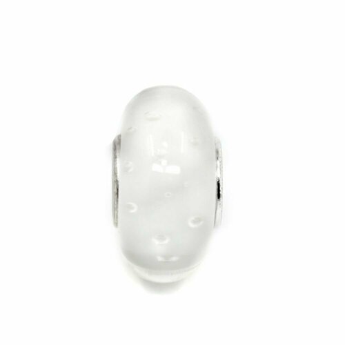 Шарм Handinsilver ( Посеребриручку ) Подвеска-шарм из муранского стекла Lampwork белый (1шт), муранское стекло, белый