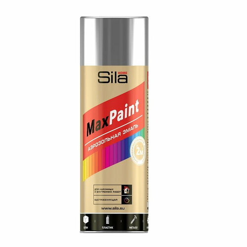 Аэрозольная краска Sila Home Max Paint RAL007 Серебряный металлик универсальная, 520 мл