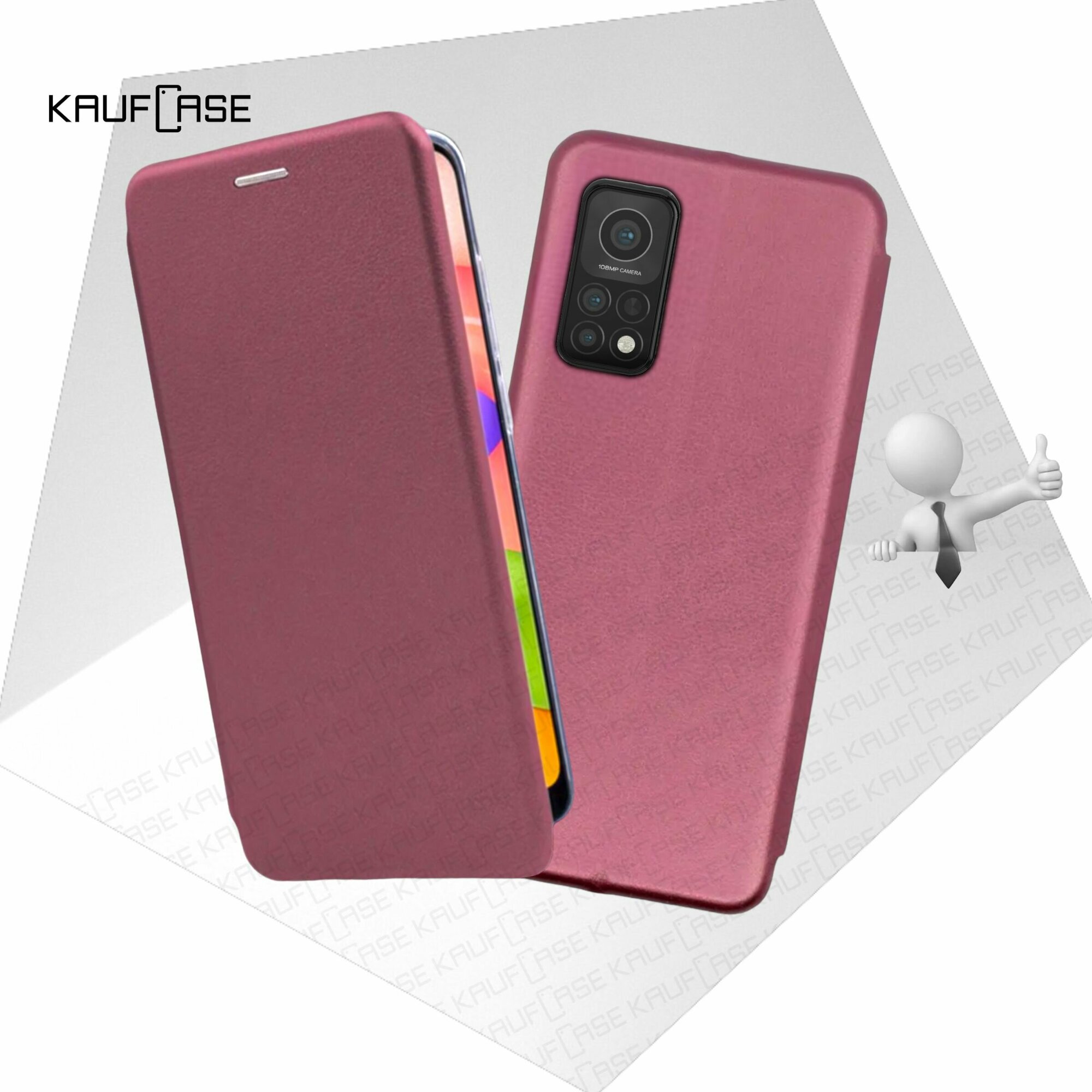 Чехол книжка KaufCase для телефона Xiaomi Mi 10T 5G /Mi 10T Pro 5G (6.67"), бордовый. Трансфомер