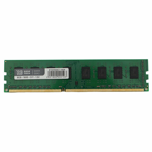 память basetech ddr3 dimm 4гб 1600мгц cl11 bulk Оперативная память BaseTech DIMM DDR3 8Гб(1600МГц, CL11, BTD31600C11-8GN)