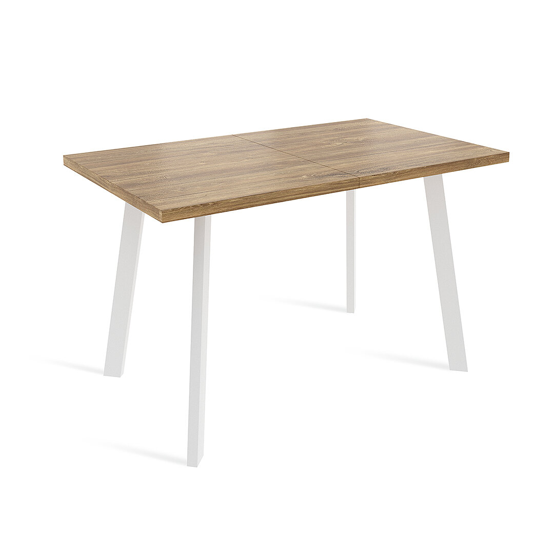 фото Стол Фин обеденный раздвижной Дуб Галифакс/белый