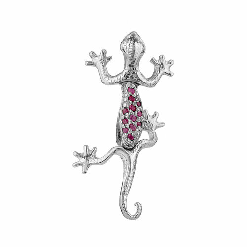 Подвеска CORDE, серебро, 925 проба, родирование, рубин, размер 2.7 см.