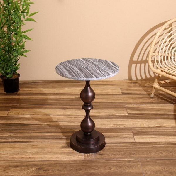 фото Стол кофейный 41х41х57 см, алюминий/мрамор