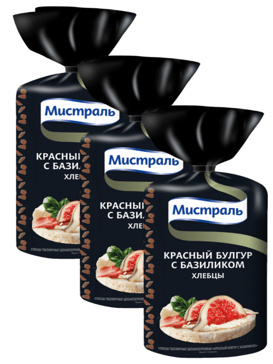 Хлебцы Мистраль Красный булгур с базиликом для диетического питания100 г *3шт