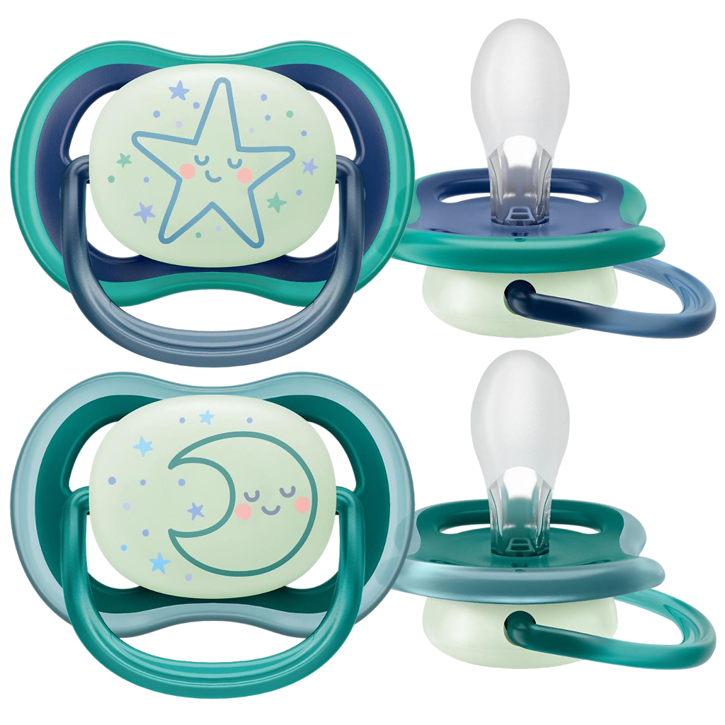 Philips Avent Пустышка светящаяся Ultra Air Night SCF376/13 в комплекте с футляром для хранения и стерилизации 6-18 мес 2 шт