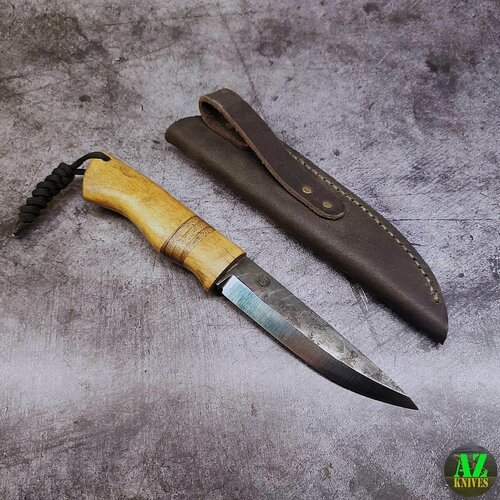 Туристический Кованый Якутский Нож Манси ручной работы в кожаных ножнах кованый якутский нож
