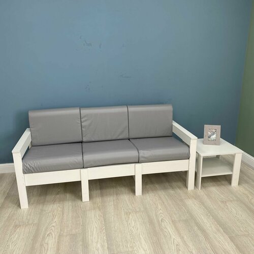 Диван Айдахо New Victoria трехместный каркас белый кожа серая 14723₽