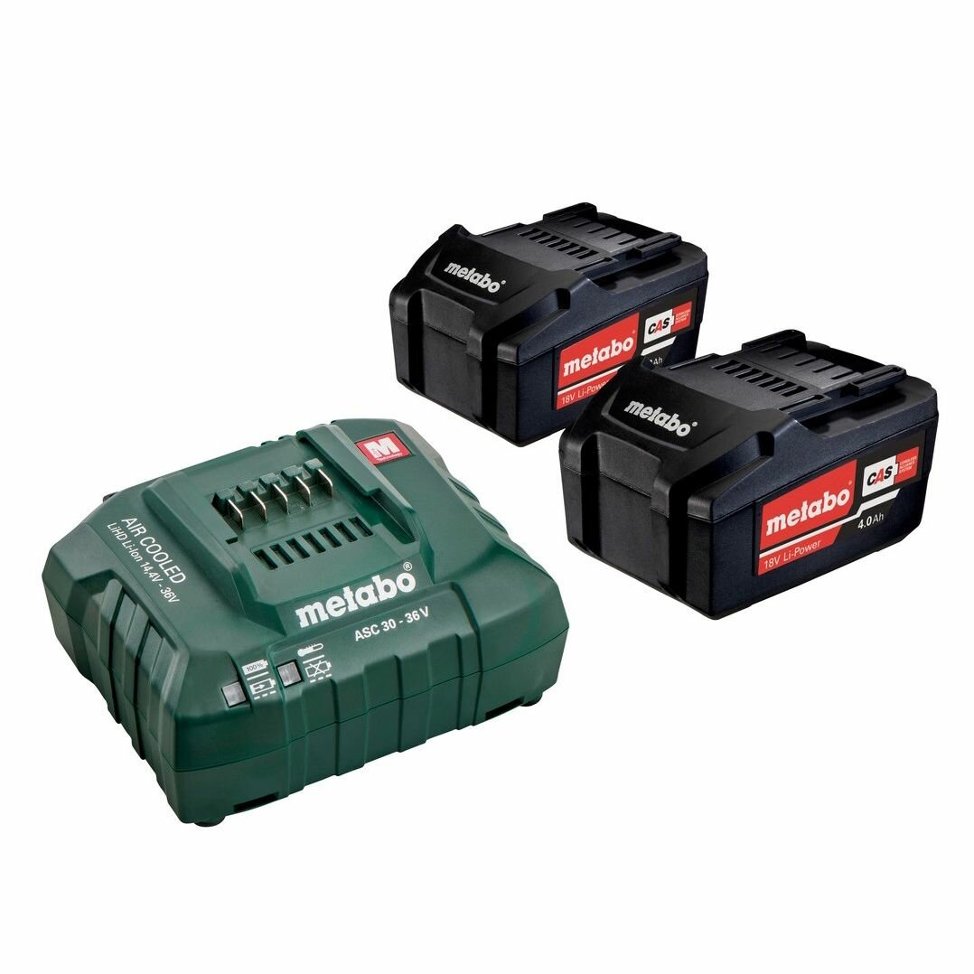 Набор Metabo Basic Set 4.0: 2 аккумулятора 25591000, Li-Ion, 18 В, 4 Ач и зарядное устройство ASC 55, 10.8-36 В, 3 А, RU_685050000