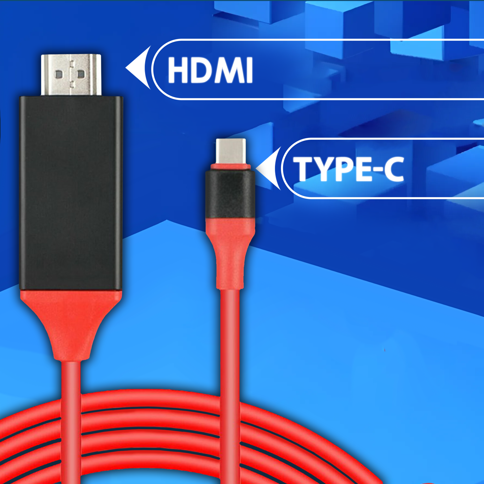 Hdmi кабель-переходник для iphone Lightning с питанием через USB, AMFOX, 2 м, удлинитель для айфона, провод переходник на displayport, красный