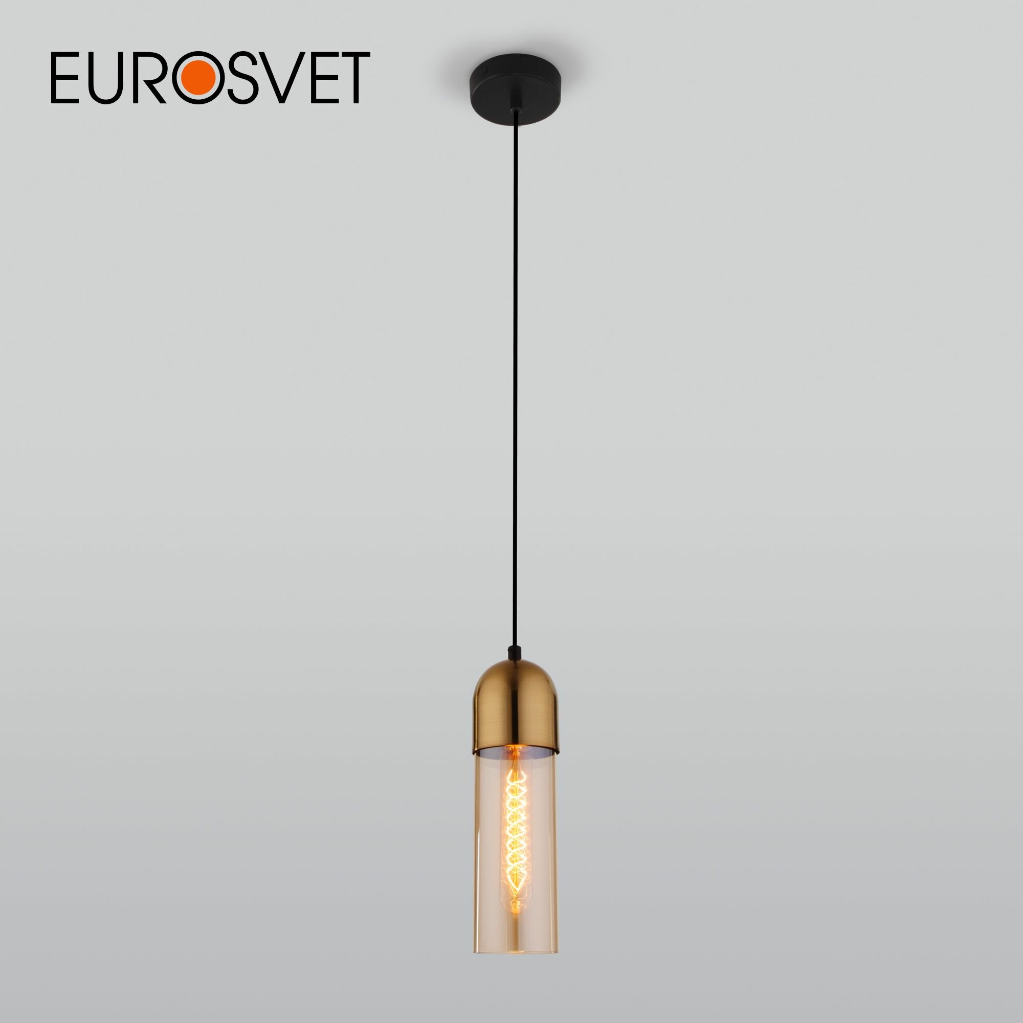 Подвесной светильник со стеклянным плафоном Eurosvet Airon 50180/1 янтарный IP20