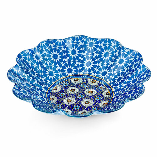 Салатник стеклянный с ажурным краем Лазурит, 23 см