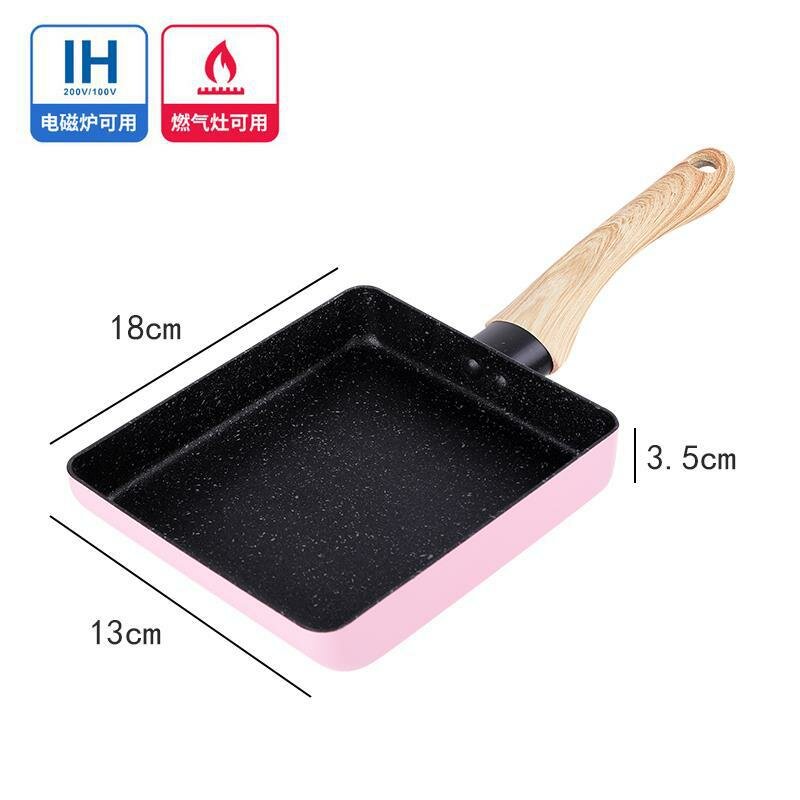 фото Сковорода Tamako-yaki из майфанитового камня с ручкой из натурального дерева, 13х18 мм, розовая, прошла сертификацию FDA