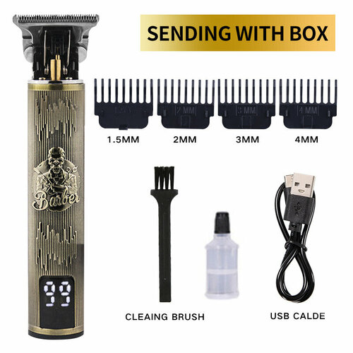 Электрическая машинка для стрижки в дизайне Бронзовый череп с цифровым дисплеем корпус из ABS 63200₽