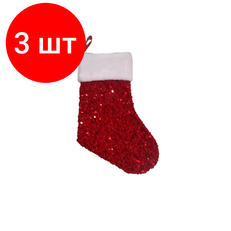 Украшение декоративное Феникс Present носок Мерцание, 90561, красный — фото 1