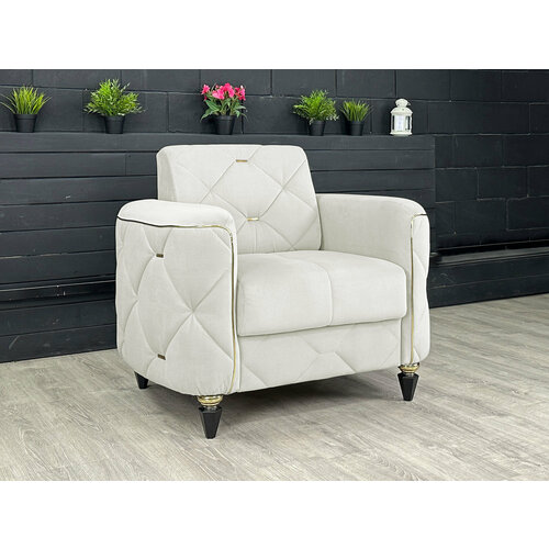 Кресло Лилия Велюр светло-серый / ножки - коричневые Djivani