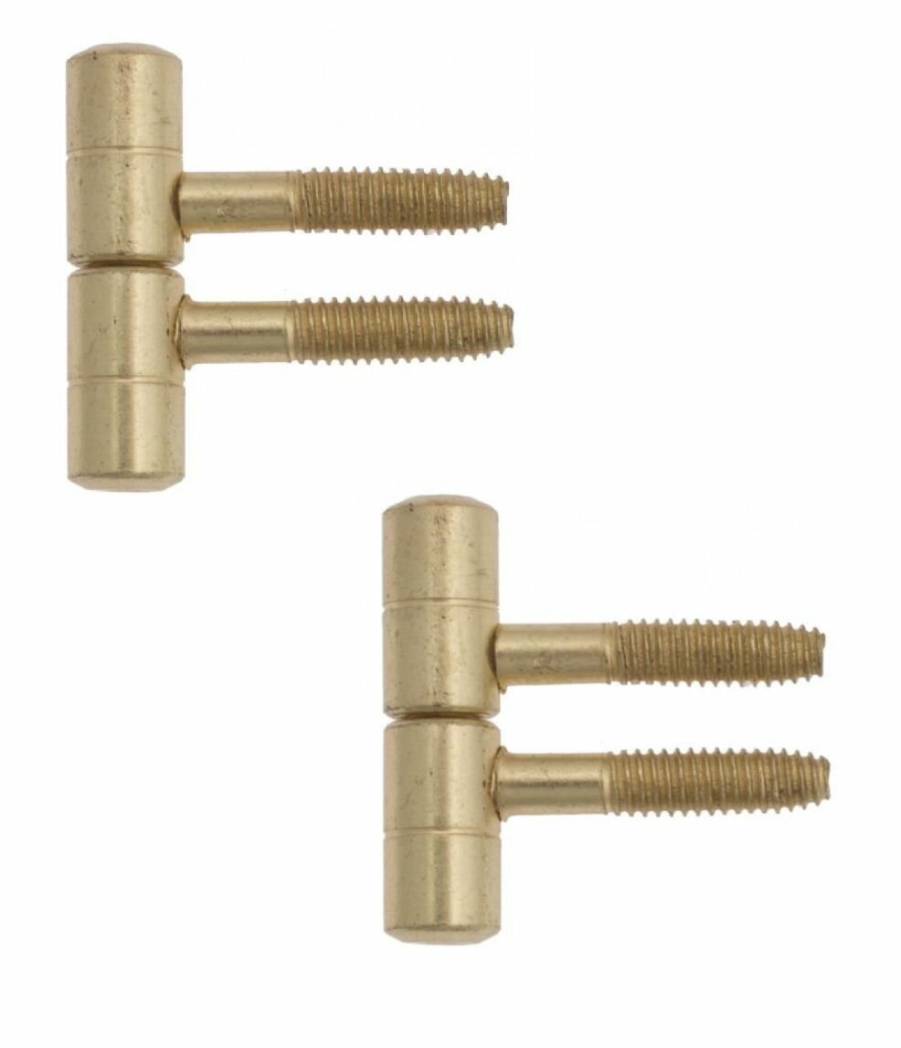 Петля ввертная с плоской пешкой диаметр 14 мм цвет золото (2шт) (бочонки-штырьковые, навес, разъемная-съемная) для двери с притворной частью (с четвертью)