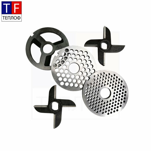 Комплект ножей и решеток МИМ-600 с буртом для промышленной мясорубки