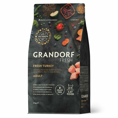 GRANDORF Fresh Cat ADULT Turkey&Sweet Potato (Свежее мясо индейки с бататом для кошек) 2 кг