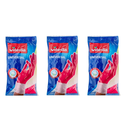 Vileda Перчатки Универсал с хлопком S,3 шт