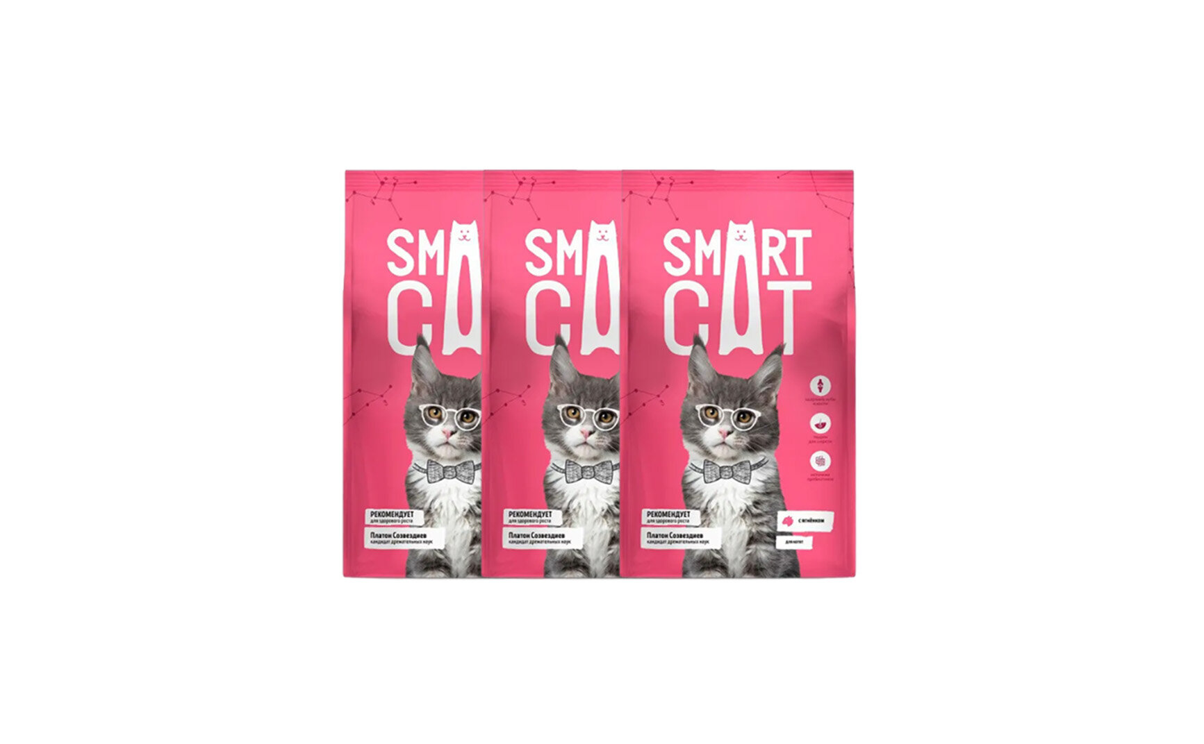 Smart Cat сухой корм Сухой корм для котят с ягненком и овощами KITTEN Lamb and vegetables 1,400 кг 56218 (3 шт)