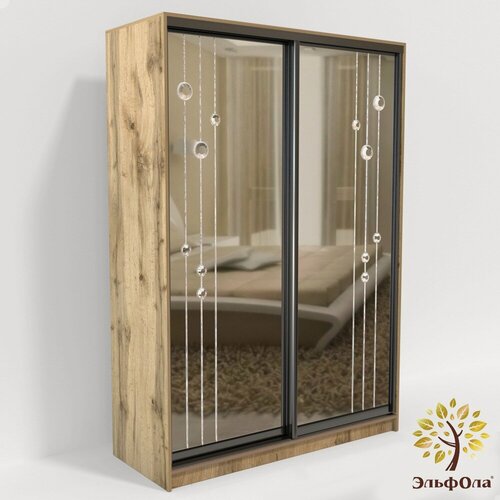 Изображение товара Шкаф-купе ЭльфОла "Роса", ЛДСП, 152х45х220, дуб вотан/черный