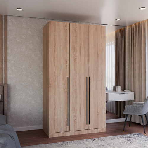 Изображение товара Шкаф распашной Пакс - 3 | ЛДСП Дуб Сонома | Ручки черные