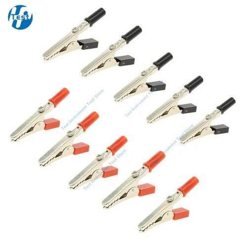 Крокодиловые зажимы 52 мм 10 шт черные и красные 10pcs Black 111₽